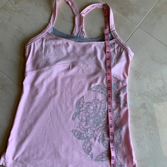 Adidas Pink Climalite Yoga Tank Racerback with Grey Shelf Bra - Picture 9 of 9